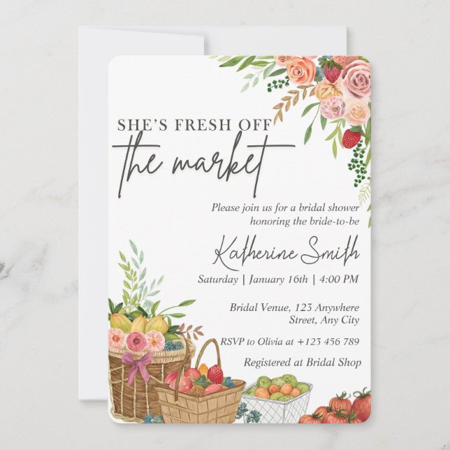 Convites Fresh Off The Market Bridal Shower Invitation Temp (Frente)