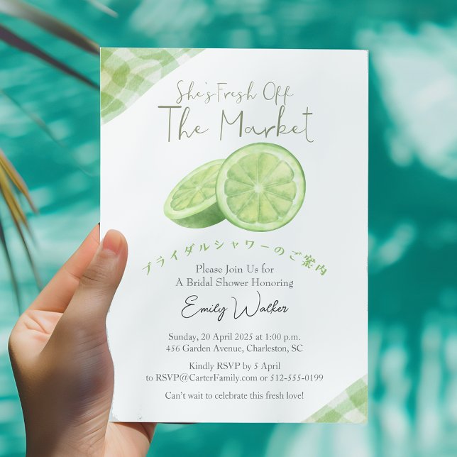 Convites Fresh Off the Market Bridal Shower Lime Rustic (Criador carregado)