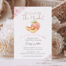 Convites Fresh Off the Market Bridal Shower Peach Rustic
