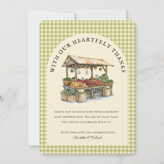 Convites Fresh Off the Market Bridal Shower Thank You Card  (Frente)