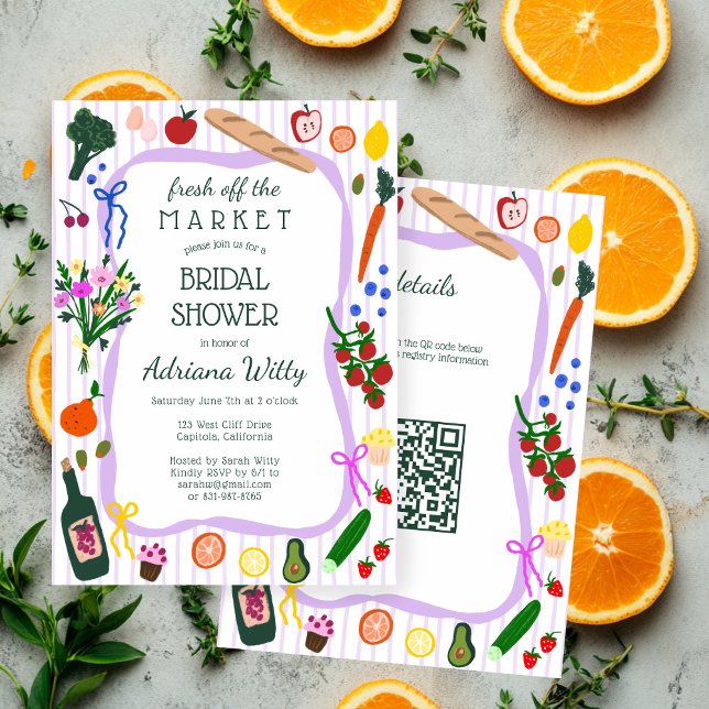 Convites FRESH OFF THE MARKET Cute Custom QR Bridal Shower (FRESH OFF THE MARKET Cute Custom QR Bridal Shower Invitation
)