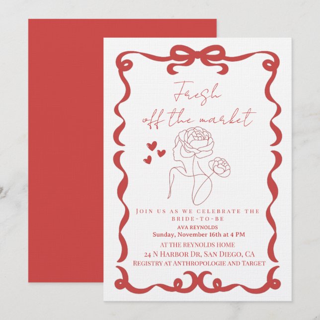 Convites Fresh Off the market floral bridal shower (Frente/Verso)