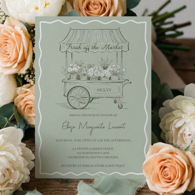 Convites Fresh Off The Market Floral Cart Bridal Shower (Fresh Off The Market Floral Cart Bridal Shower Invitation)