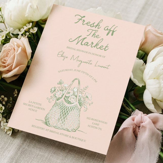 Convites Fresh Off The Market Sketch Floral Bridal Shower (Fresh Off The Market Sketch Floral Bridal Shower Invitation)