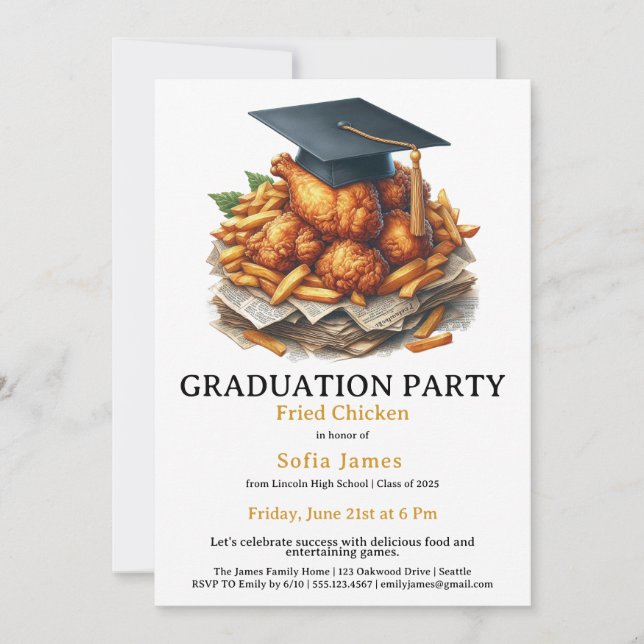 Convites Fried Chicken Graduation Party Celebration (Frente)
