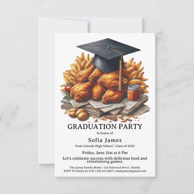 Convites Fried Chicken Graduation Party Celebration (Frente)