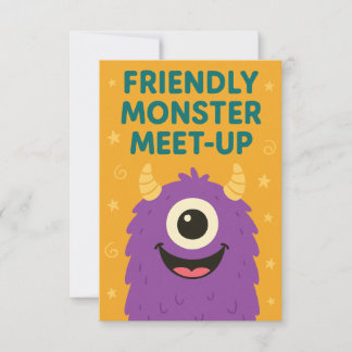 Convites Friendly Monster Meet-Up Cartoon Invitation Card