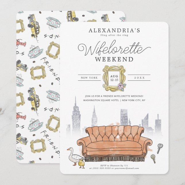 Convites FRIENDS™ |  Farra Depois do Anel Wifelorette (Frente/Verso)