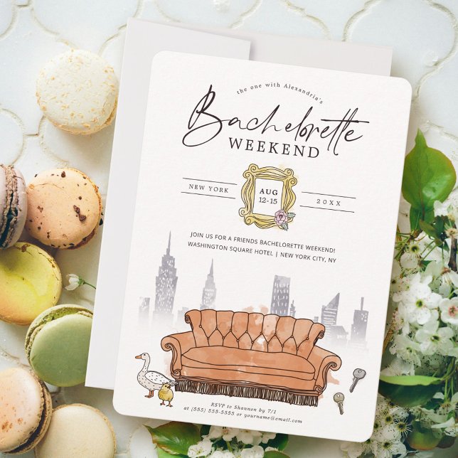 Convites FRIENDS™ |  Fim de semana de despedida de solteira (Invitation on table)