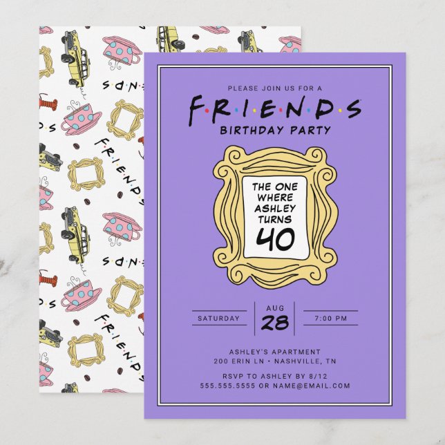 Convites FRIENDS™ | O da Festa dos 40 Anos (Frente/Verso)
