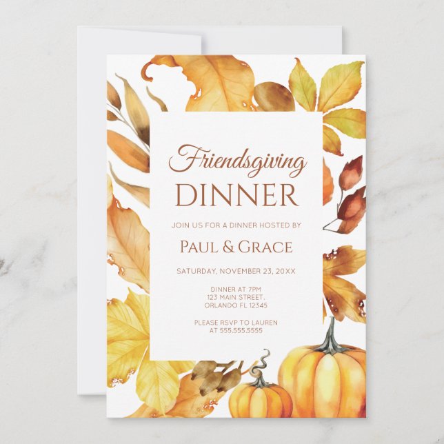 Convites Friendsgiving Dinner Invitation Fall (Frente)