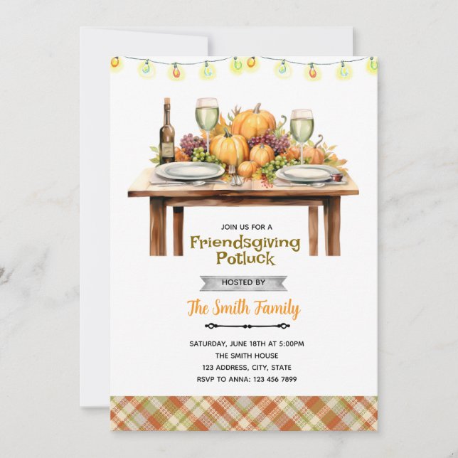 Convites Friendsgiving Potluck party Invitation (Frente)