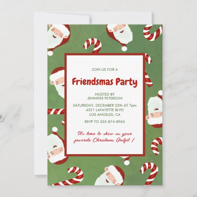 Convites Friendsmas Açúcar Cande Cristã Santa (Frente)