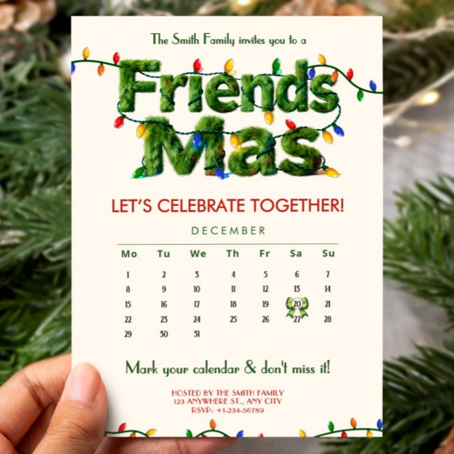 Convites Friendsmas Christmas Party Calendar Winter Holiday (Friendsmas Christmas Party Calendar Winter Holiday Invitation, Christmas Calendar)