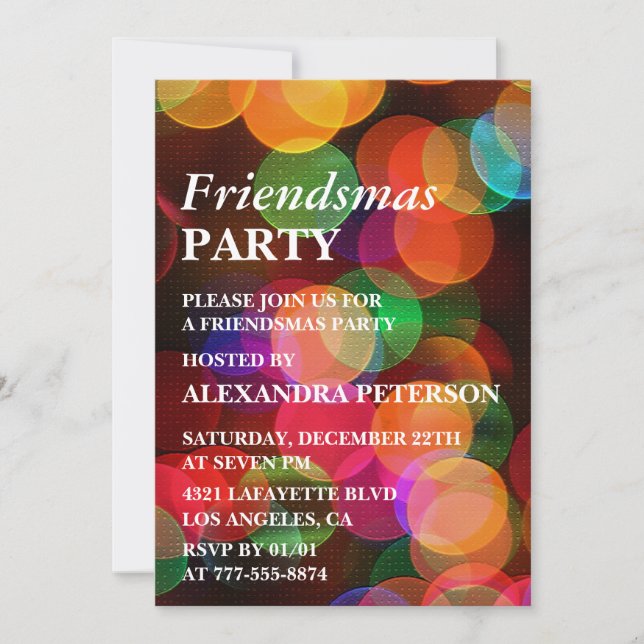 Convites Friendsmas Confetes Coloridos Brilho (Frente)