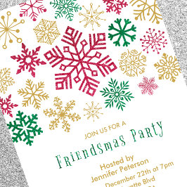 Convites Friendsmas Festa Chic Flocos de Neve