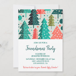 Convites Friendsmas padrão árvores de Natal
