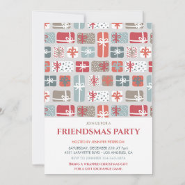 Convites Friendsmas Padrão de presente de Natal fo