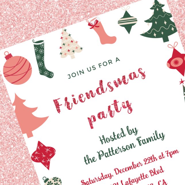 Convites Friendsmas Padrão Natal fofo (Criador carregado)