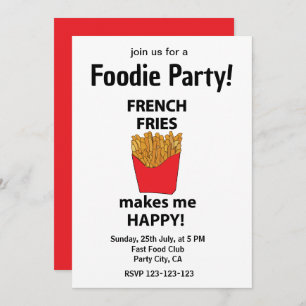 Convites Fries franceses Fries Fast Comida Foodie