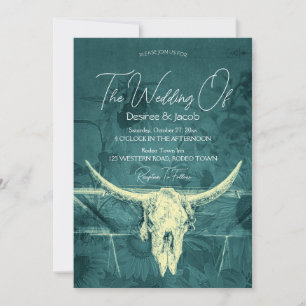 Convites Frio Rústico Ocidental Dardo Teal Girassol Touro C