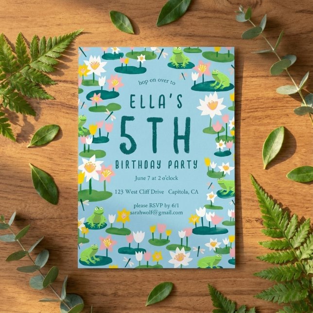 Convites Frogs and Lily Pads Cute CUSTOM BIRTHDAY PARTY (Frogs and Lily Pads Cute CUSTOM BIRTHDAY PARTY Invitation
)