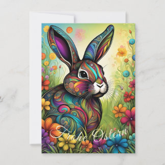 Convites Frohe Ostern - Osterhase in Blumen