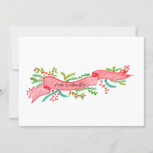Convites Frohe Weihnachten, faixa natalina a aquarela