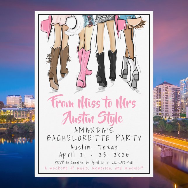Convites From Miss to Mrs — Austin Style Bachelorette Party (Criador carregado)