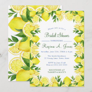 Convites Fronteira contínua de fruta limão floral aquarela