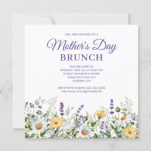 Convites Fronteira de Aquarela de Flores Silvestres Brunch 