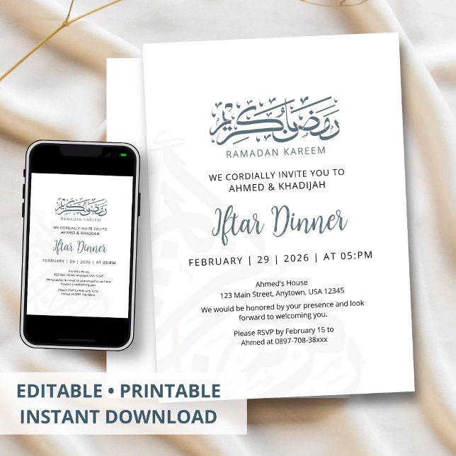 Convites Fronteira de Caligrafia Elegante Jantar Iftar do R (Criador carregado)