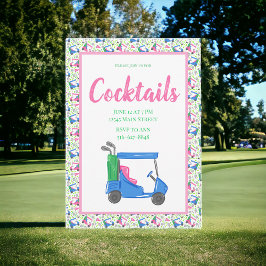 Convites Fronteira de Festa de Cocktail de Carrinho de Golf