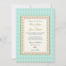 Convites Fronteira de Flor Étnica - Casamento de Aqua Índia