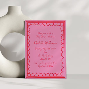 Convites Fronteira de Rabiscos Rosa Vermelho Whimsy Script