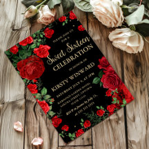 Fronteira de Rosas Vermelhas Floral Sweet Sixteen