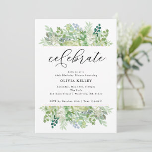 Convites Fronteira de verde e folhagem em aquarela Celebre
