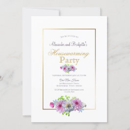 Convites Fronteira Dourada Floral Rosa do Partido do Aqueci