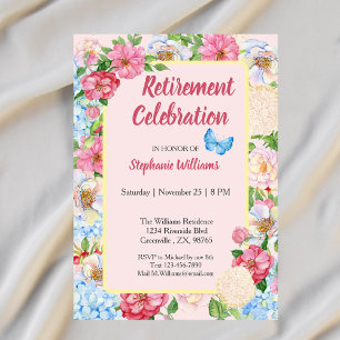 Convites fronteira floral colorida de aposentadoria feminin
