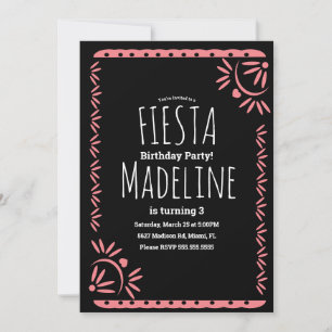 Convites Fronteira Floral de Aniversário Mexicano Papel Pic