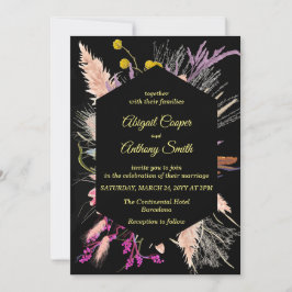 Convites Fronteira geométrica preta com flores coloridas