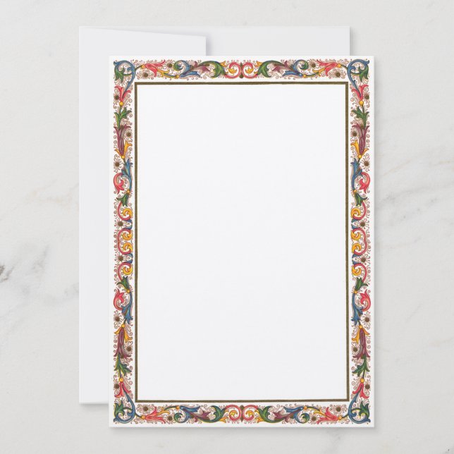 Convites Fronteira Italiana Antiga 5 x 7 Casamento (Frente)