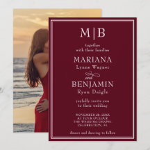 Fronteira Moderna Minimalista Bordô Casamento Foto
