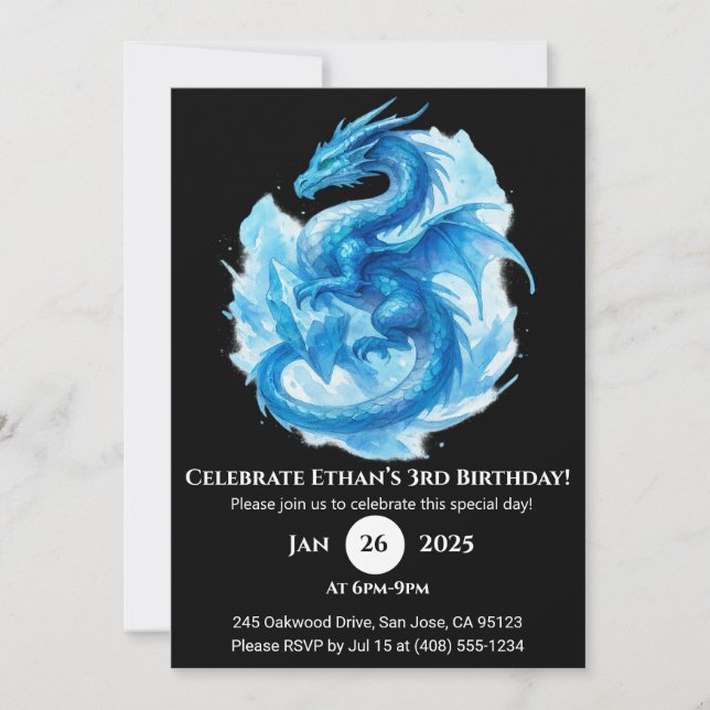 Convites Frost Spiral Dragon Birthday Invitation (Frente)