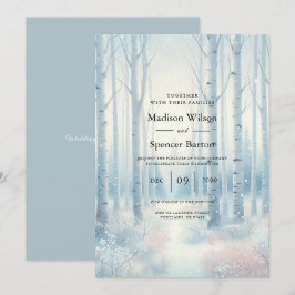 Convites Frosted Blue Birch Forest Wedding