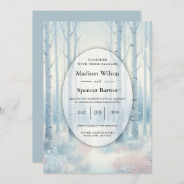 Convites Frosted Blue Birch Forest Wedding