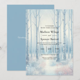 Convites Frosted Blue Birch Forest Wedding