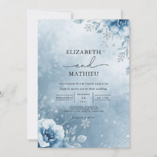 Convites Frosty Azure Floral Wedding