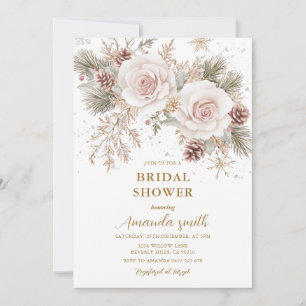 Convites Frosty Flowers Inverno Rosa Noivado Natal