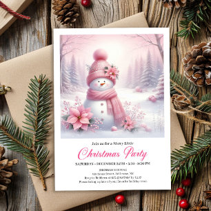 Convites Frosty Pink Coquette Boneco de Neve Digital Natal 